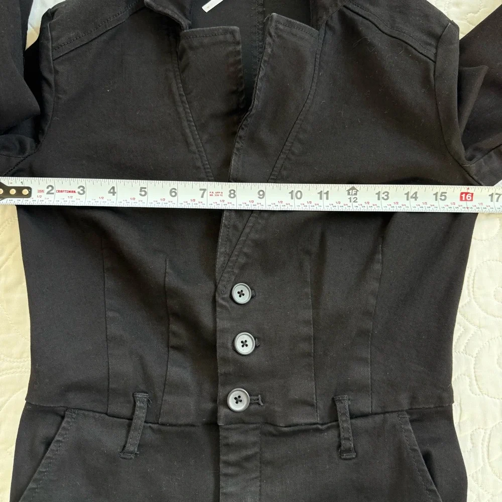 Free People Take Me Out Sleek Black Long Sleeve Stretch Jumpsuit Women's‎ 0 EUC